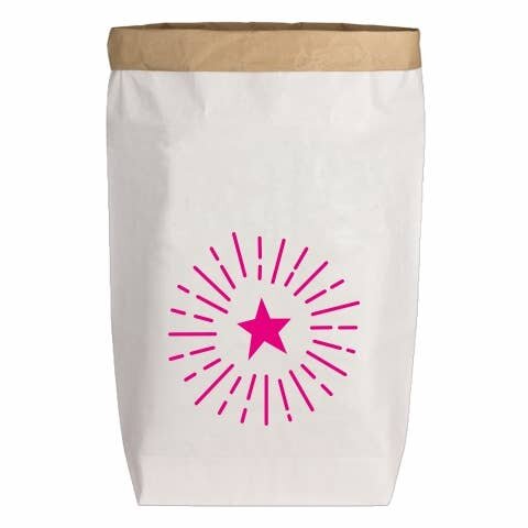 Paperbags Large weiss, SPARKLING STAR, neon pink