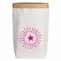 Paperbags Large weiss, SPARKLING STAR, neon pink