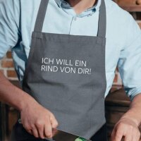 Küchenschürze grau, ICH WILL EIN RIND VON DIR,...